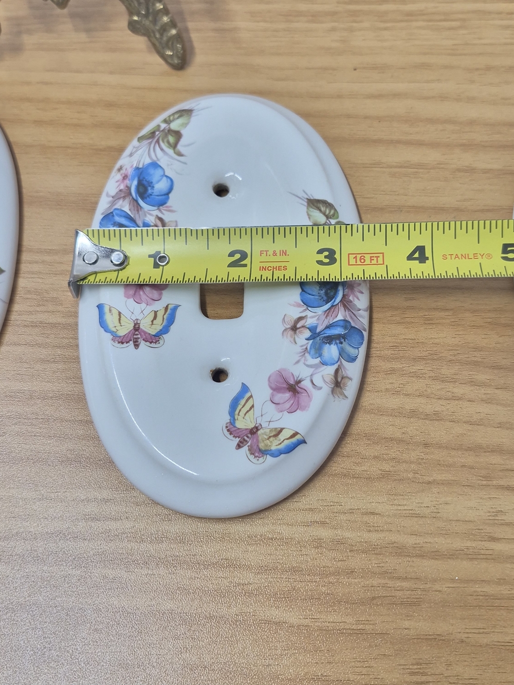 Vintage Oval Porcelain Light Switch & Outlet Covers 6Pc Set Floral Butterfly - Picture 13 of 16